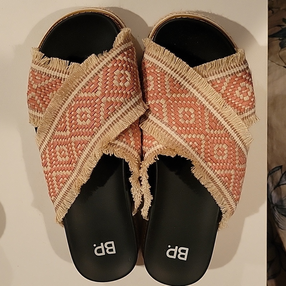Nordstrom BP platform sandals, beige, coral size 6